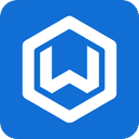 Blue hexagonal Wealthbox logo mark on a white background.