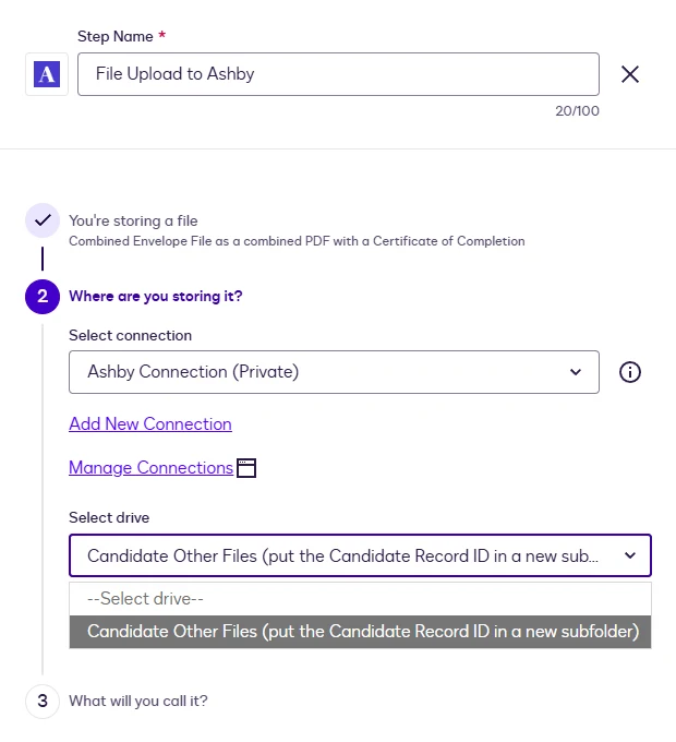 The Select drive dropdown with the Candidate Other Files drive.