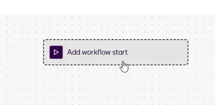 The empty workflow canvas with the Add workflow start button.