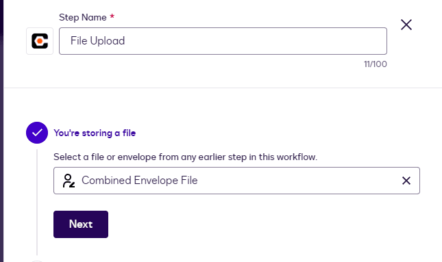 The file picker with Combined Envelope File selected.